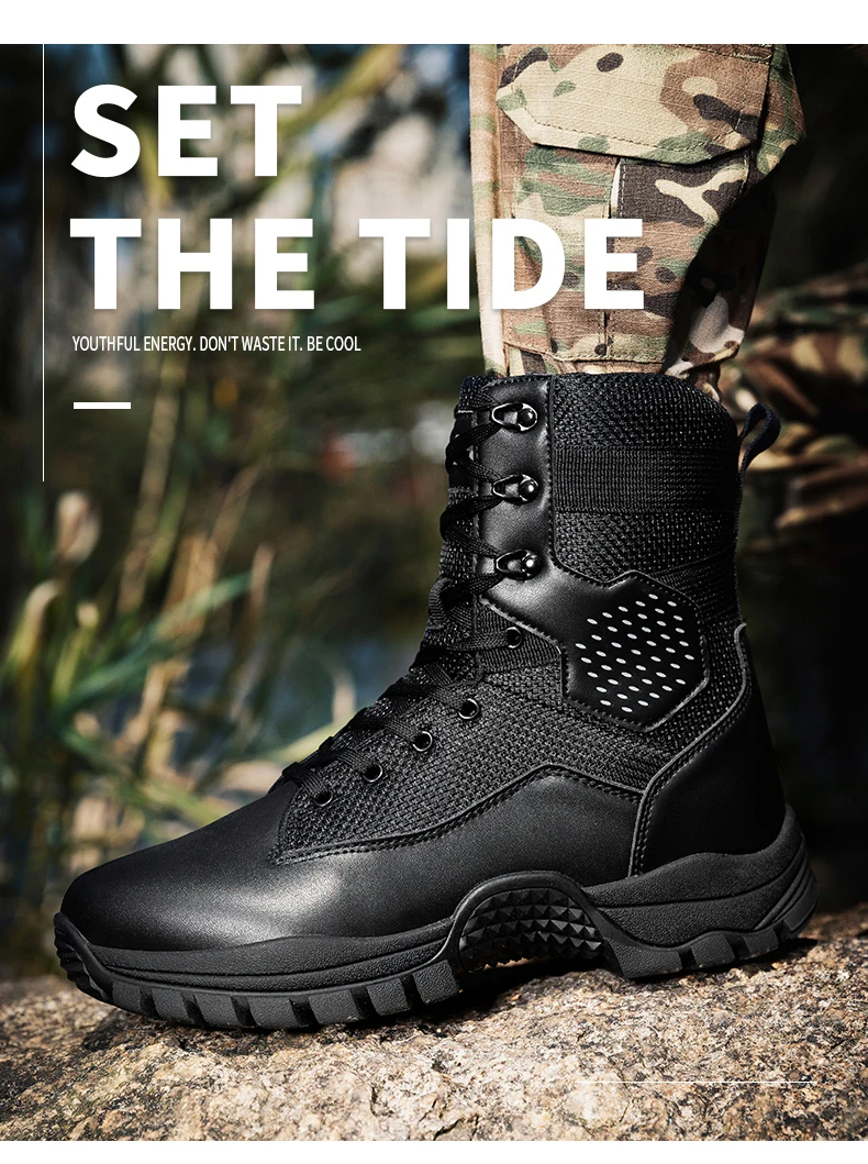 Men High-top Hiking Shoes Outdoor Shoes Non-Slip Casual Trekking Boots Hiking Boot Lace Up Hunting Tactical Trekking Sneakers