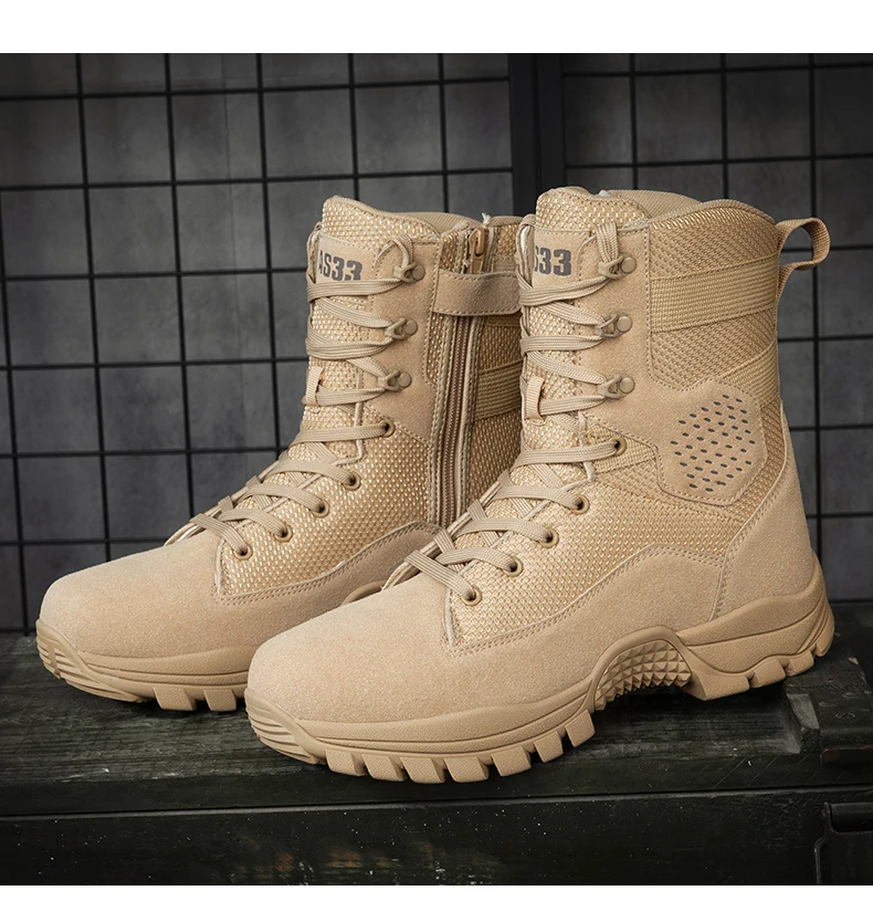 Men High-top Hiking Shoes Outdoor Shoes Non-Slip Casual Trekking Boots Hiking Boot Lace Up Hunting Tactical Trekking Sneakers