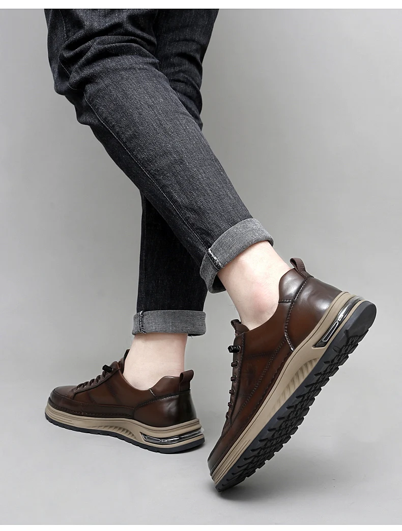 Luxury Genuine Leather Mens Casual Business Shoes High Quality Fashion Lace-up Office Dress Shoes Outdoor Running Men Sneakers