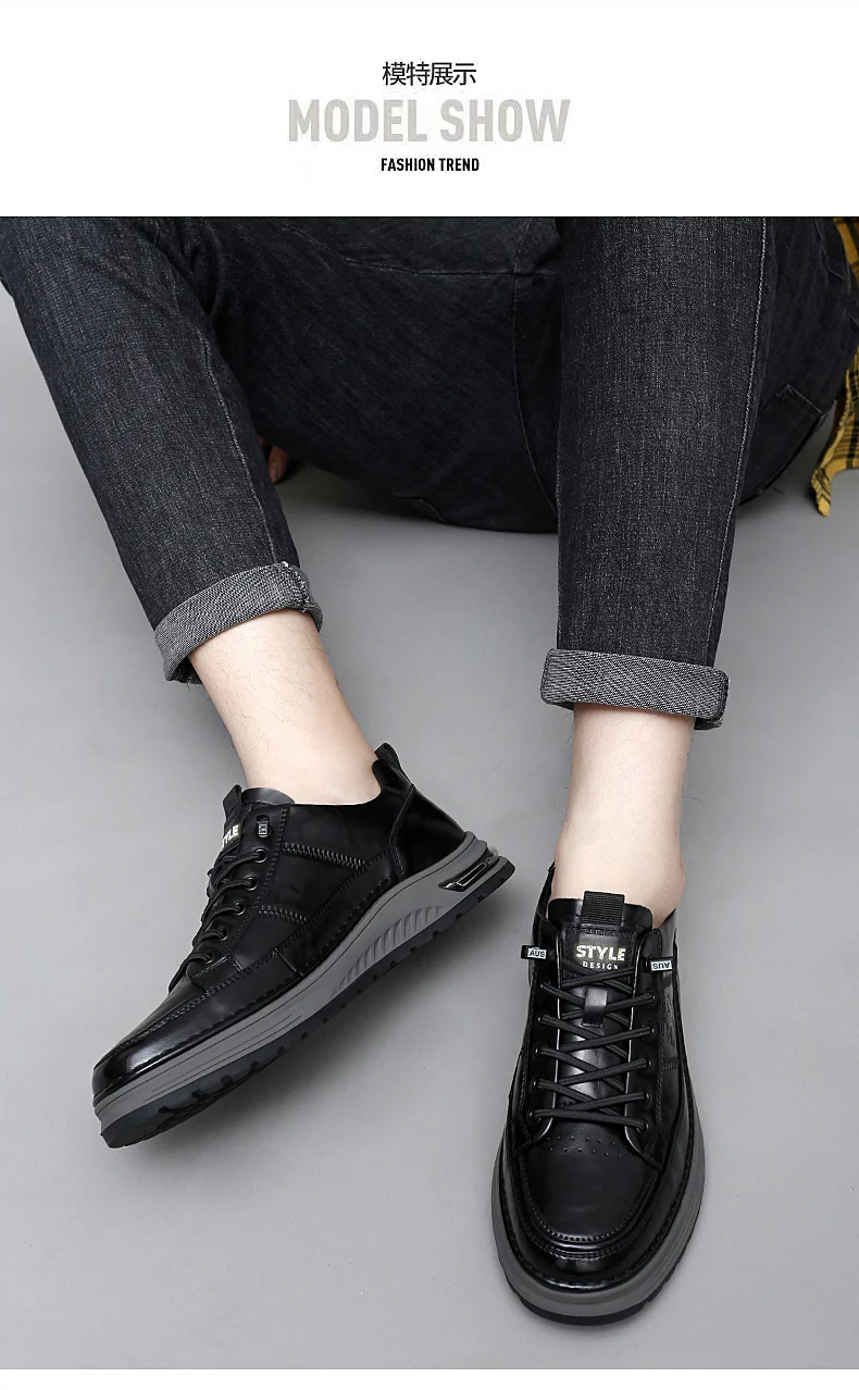 Luxury Genuine Leather Mens Casual Business Shoes High Quality Fashion Lace-up Office Dress Shoes Outdoor Running Men Sneakers