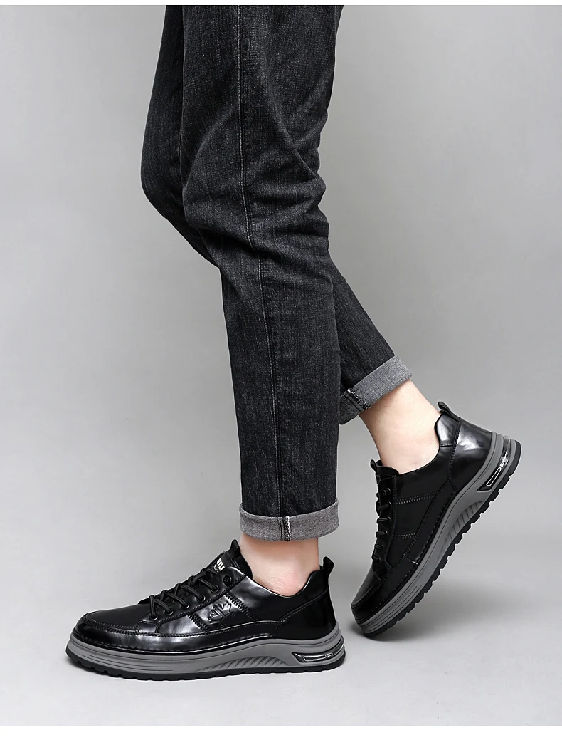 Luxury Genuine Leather Mens Casual Business Shoes High Quality Fashion Lace-up Office Dress Shoes Outdoor Running Men Sneakers
