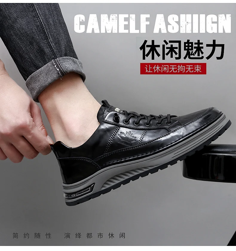 Luxury Genuine Leather Mens Casual Business Shoes High Quality Fashion Lace-up Office Dress Shoes Outdoor Running Men Sneakers