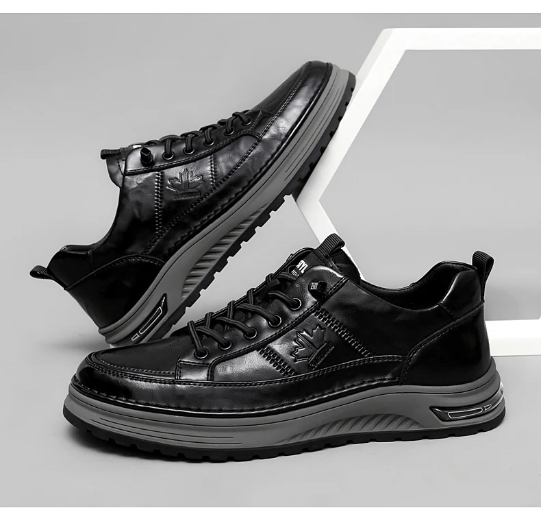 Luxury Genuine Leather Mens Casual Business Shoes High Quality Fashion Lace-up Office Dress Shoes Outdoor Running Men Sneakers
