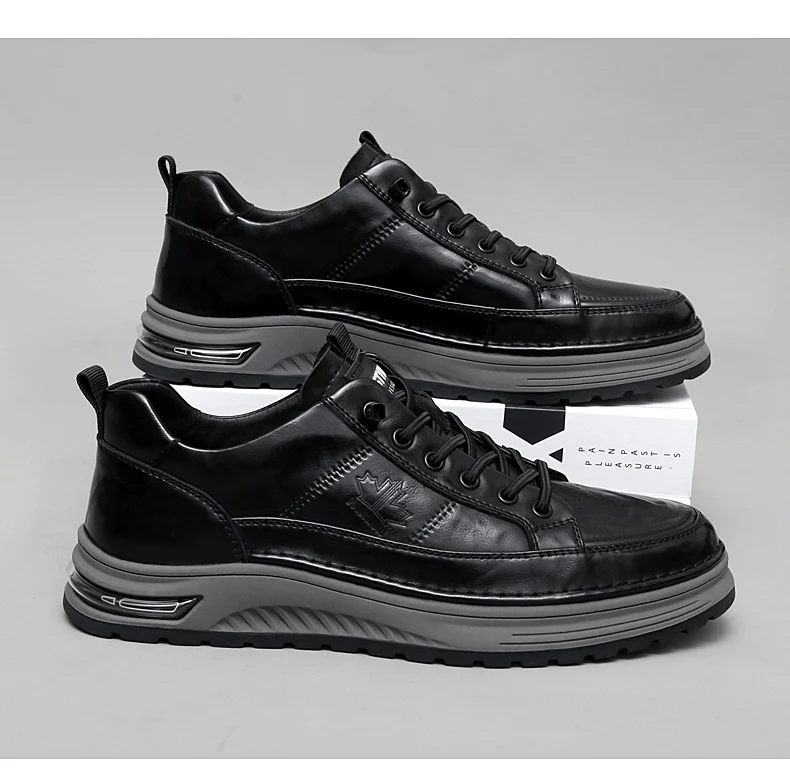Luxury Genuine Leather Mens Casual Business Shoes High Quality Fashion Lace-up Office Dress Shoes Outdoor Running Men Sneakers