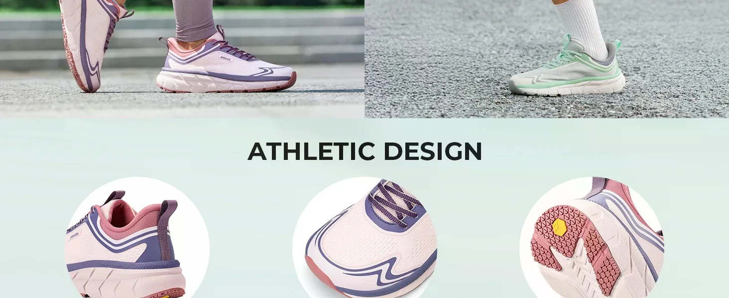 FitVille Women's Running Shoes, Wide Toe Box Breathable Sneakers, Non‑Slip Arch Support Athletic Tennis Walking Shoes for Swollen Feet