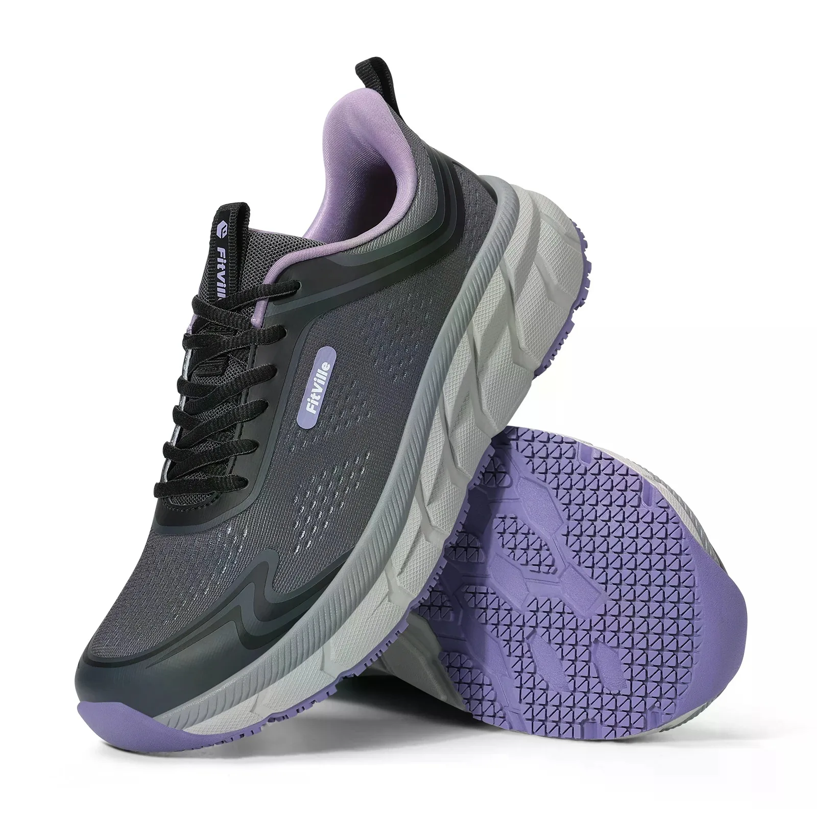 FitVille Women's Running Shoes, Wide Toe Box Breathable Sneakers, Non‑Slip Arch Support Athletic Tennis Walking Shoes for Swollen Feet