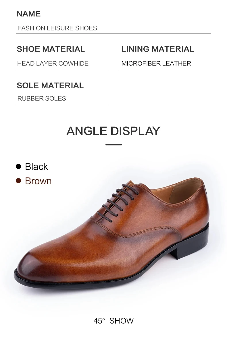 Elegant Men Leather Dress Shoe Sapato Social Masculino Party Office Suit Matches Comfortable Handcrafted Business Man's Footwear