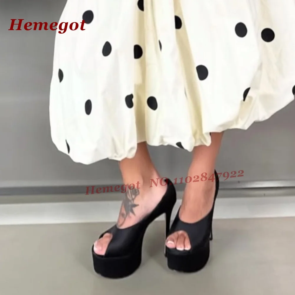 V-Cut Stiletto Heels Shallow Women's Pumps Pink Satin Platform Peep Toe Pumps Summer 2026 New Evening Dress Shoes Luxury Solid