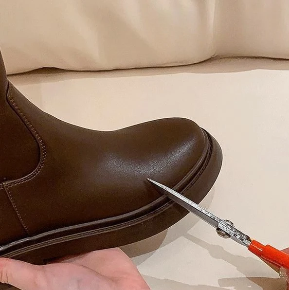Shoes for Women Leather Platform Footwear Round Toe Ladies Boots Brown Fashion 2025 New in Demi-season Waterproof Work Pu Rock