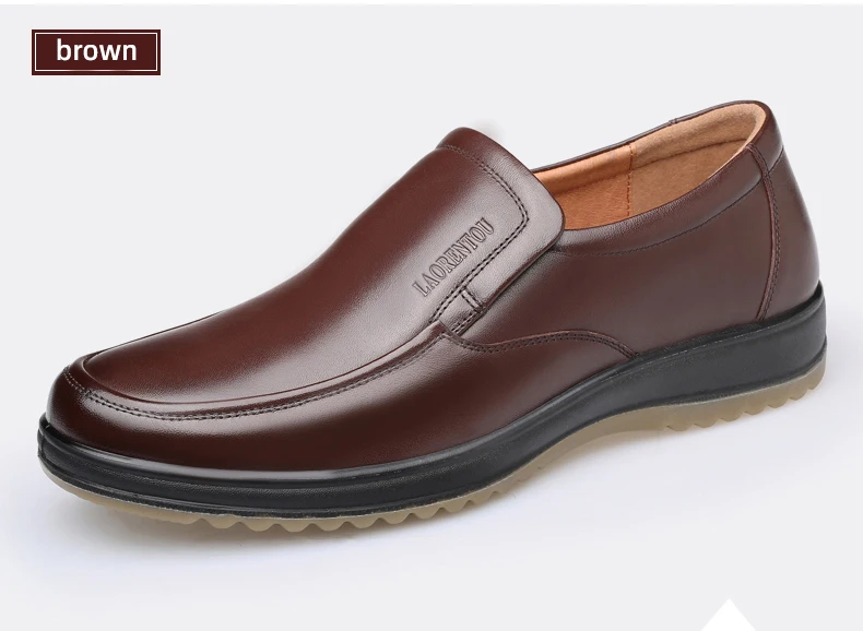 LAORENTOU genuine leather breathable business casual leather shoes with soft soles and cow tendon soles for anti slip
