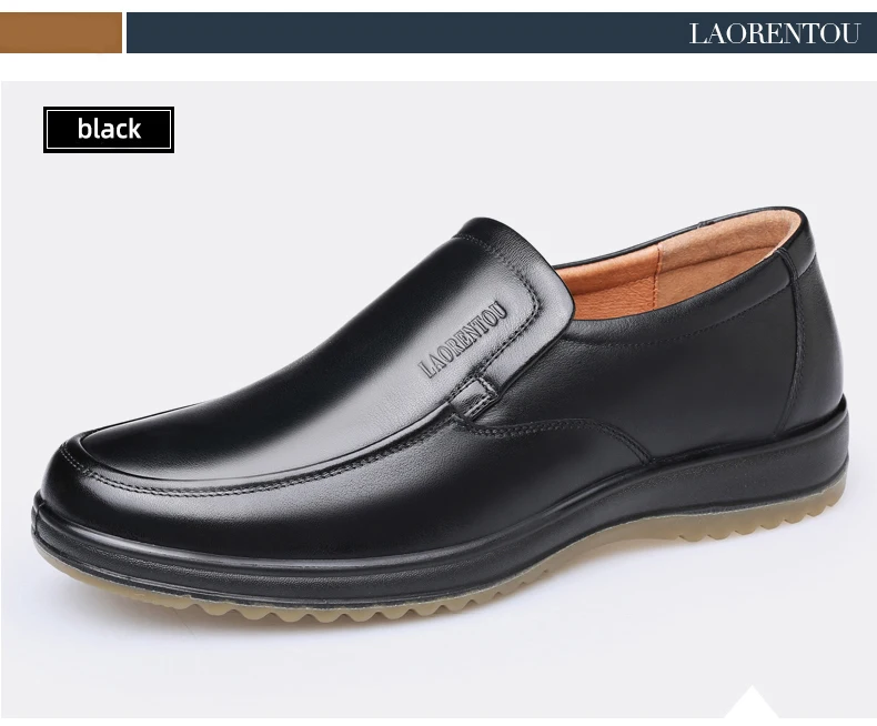 LAORENTOU genuine leather breathable business casual leather shoes with soft soles and cow tendon soles for anti slip