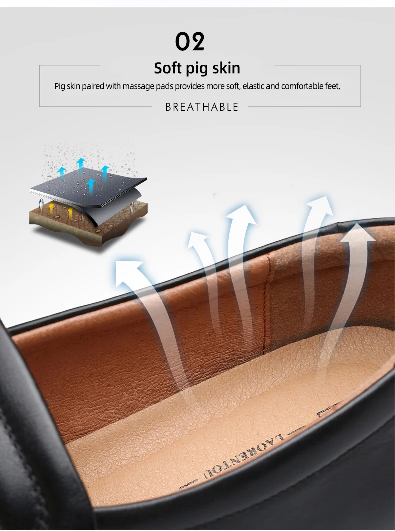 LAORENTOU genuine leather breathable business casual leather shoes with soft soles and cow tendon soles for anti slip