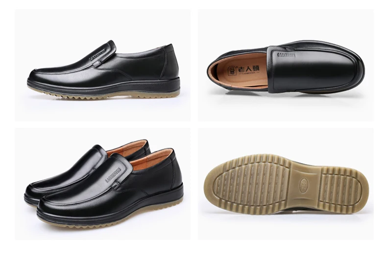 LAORENTOU genuine leather breathable business casual leather shoes with soft soles and cow tendon soles for anti slip