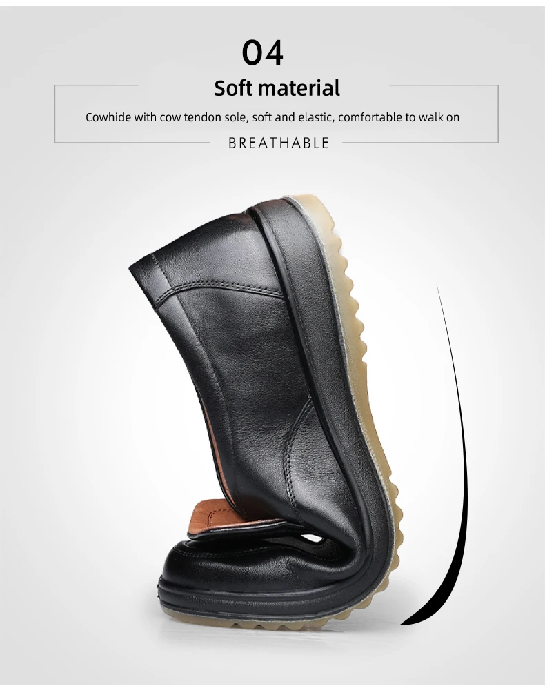 LAORENTOU genuine leather breathable business casual leather shoes with soft soles and cow tendon soles for anti slip