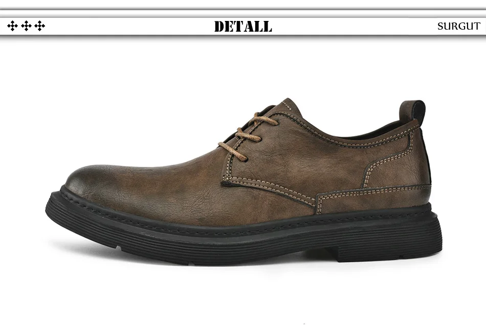 SURGUT New Genuine Leather Men Shoes Bussiness Working Flats High Quality Causal Soft Daily Comfort Male Footwear Shoes Men