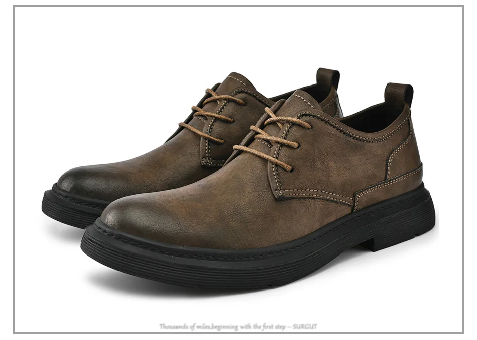 SURGUT New Genuine Leather Men Shoes Bussiness Working Flats High Quality Causal Soft Daily Comfort Male Footwear Shoes Men