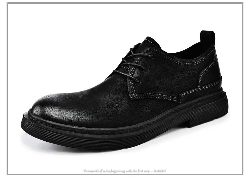 SURGUT New Genuine Leather Men Shoes Bussiness Working Flats High Quality Causal Soft Daily Comfort Male Footwear Shoes Men