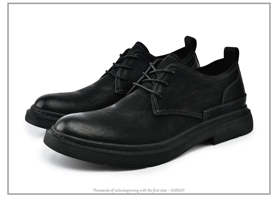 SURGUT New Genuine Leather Men Shoes Bussiness Working Flats High Quality Causal Soft Daily Comfort Male Footwear Shoes Men