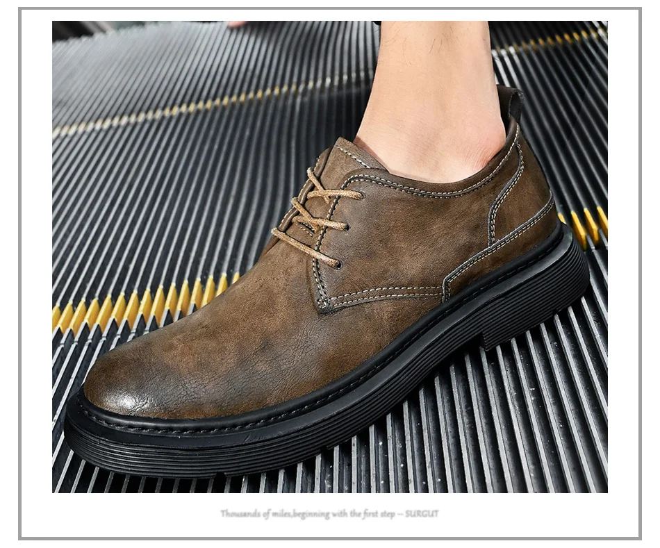 SURGUT New Genuine Leather Men Shoes Bussiness Working Flats High Quality Causal Soft Daily Comfort Male Footwear Shoes Men