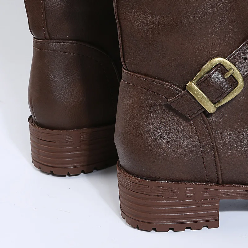 Women's leather boots 2025 Spring and Autumn new zipper low heeled long boots Knight boots High heeled women's boots