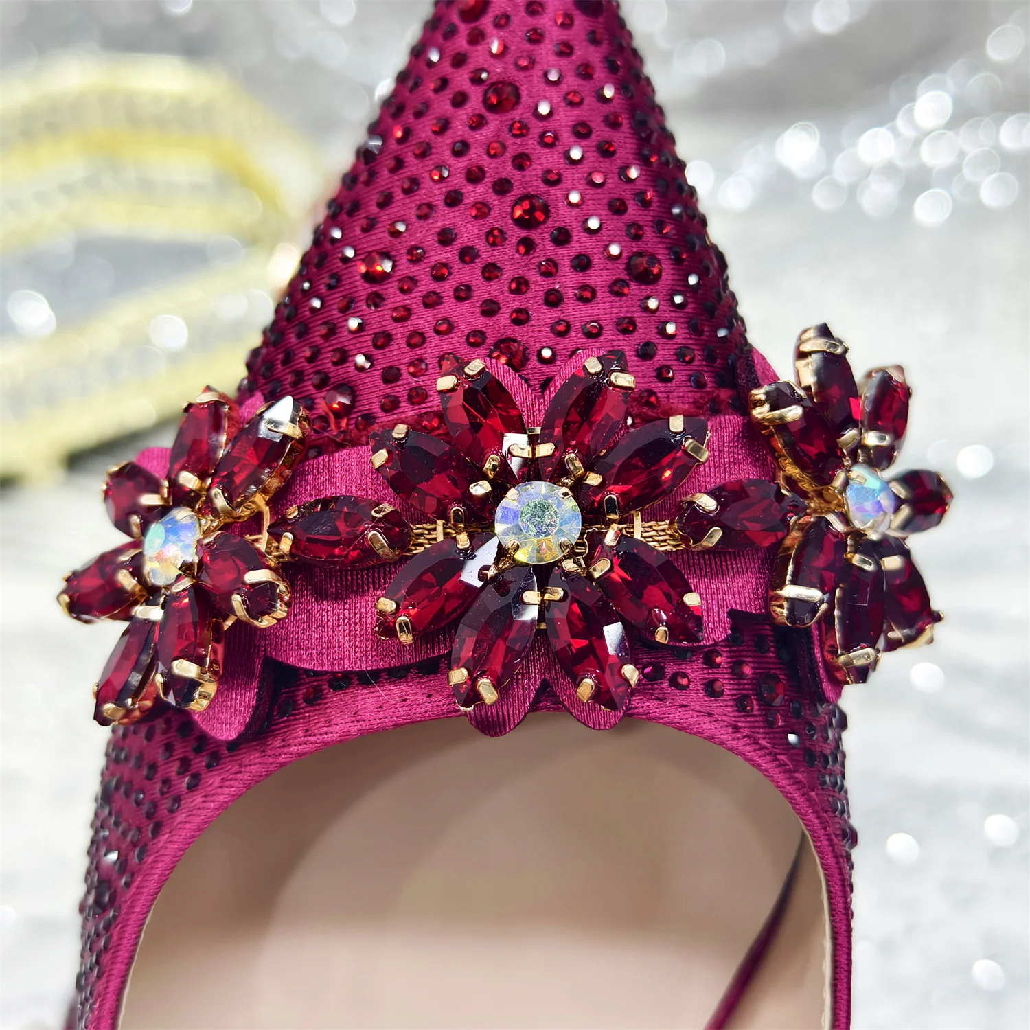 2025 Pointed Toe High Heels Shoes and Bags Set With Rhinestone for Women Wedding Party Elegant Luxury Fashion in Sky Blue