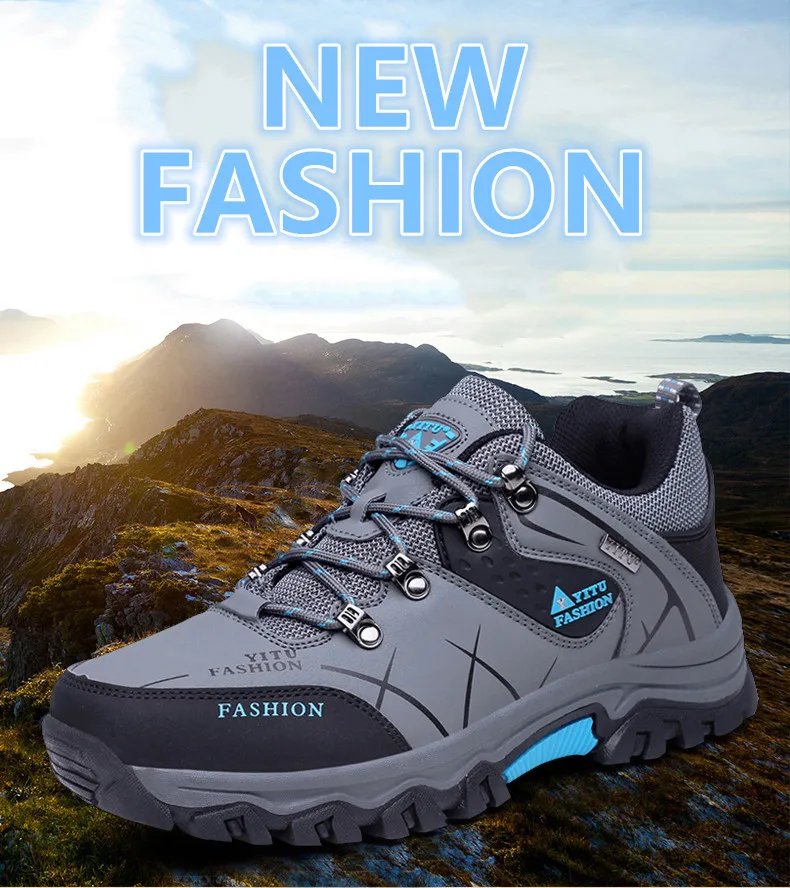 Brand New Spring Autumn Men Work Casual Shoes Men Outdoors Leather Round Toe Sneakers Men Climbing Hiking Shoes Big Size 39-47