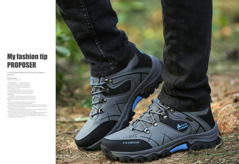 Brand New Spring Autumn Men Work Casual Shoes Men Outdoors Leather Round Toe Sneakers Men Climbing Hiking Shoes Big Size 39-47