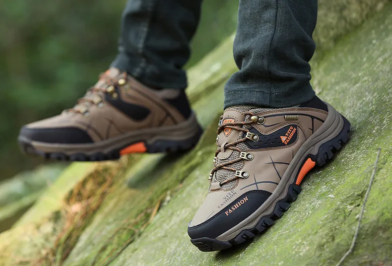 Brand New Spring Autumn Men Work Casual Shoes Men Outdoors Leather Round Toe Sneakers Men Climbing Hiking Shoes Big Size 39-47