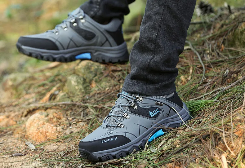 Brand New Spring Autumn Men Work Casual Shoes Men Outdoors Leather Round Toe Sneakers Men Climbing Hiking Shoes Big Size 39-47