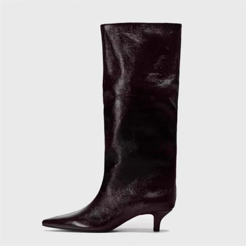 Aneikeh Winter New Pointed Toe Fashion Knee-High Boots Women Elegant Thin Low Heel Casual Ladies Pumps Shoes Long Botas Mujer