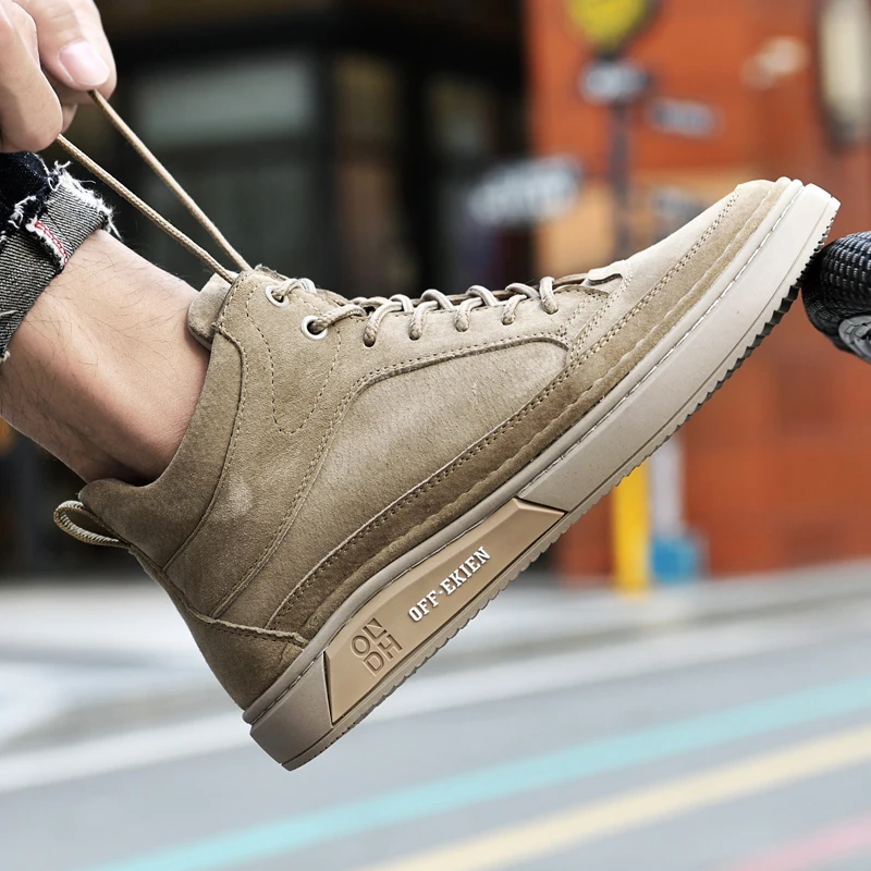High End Brand Winter Hot Selling Men's High Top Shoes Street Trend Cotton Oxford Shoes Men's Genuine Leather Casual Shoes