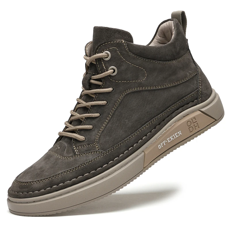 High End Brand Winter Hot Selling Men's High Top Shoes Street Trend Cotton Oxford Shoes Men's Genuine Leather Casual Shoes
