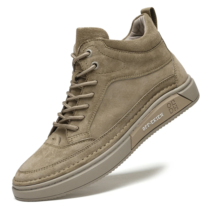 High End Brand Winter Hot Selling Men's High Top Shoes Street Trend Cotton Oxford Shoes Men's Genuine Leather Casual Shoes
