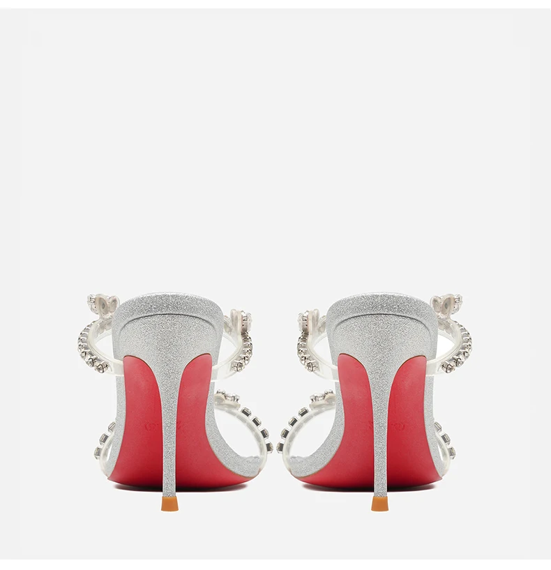 Rhinestone Heeled Sandals Red Shiny Bottoms Luxury Brand Hollow 2027 Elegant High Heels Sexy Slingbacks Ladies Shoes Women Shoes
