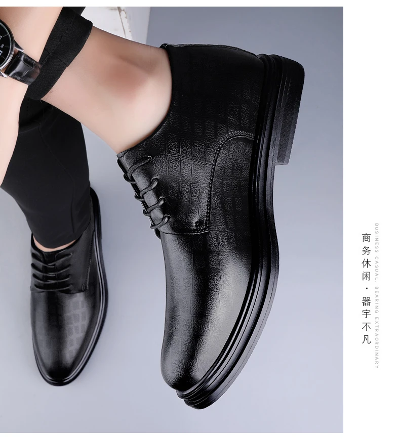 Men Dress Shoes Elevator Shoes Platform Breathable Casual Business Luxury Genuine Leather Soft Heightening Shoes 7CM Taller Male