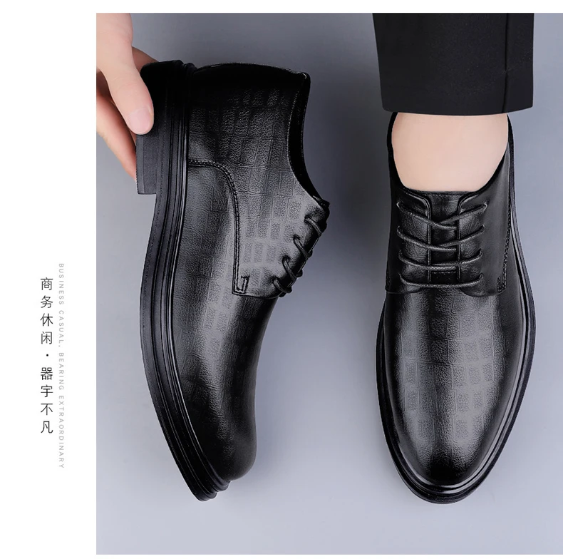 Men Dress Shoes Elevator Shoes Platform Breathable Casual Business Luxury Genuine Leather Soft Heightening Shoes 7CM Taller Male