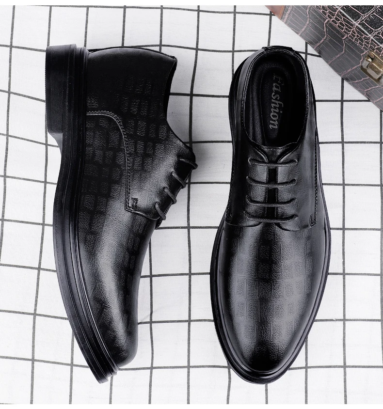 Men Dress Shoes Elevator Shoes Platform Breathable Casual Business Luxury Genuine Leather Soft Heightening Shoes 7CM Taller Male