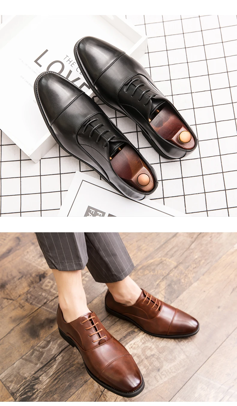 Oxfords Men Shoes Red Sole Fashion Business Casual Party Banquet Daily Retro Carved Lace-up Brogue Dress Shoes
