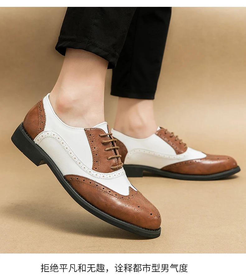 Oxfords Men Shoes Red Sole Fashion Business Casual Party Banquet Daily Retro Carved Lace-up Brogue Dress Shoes
