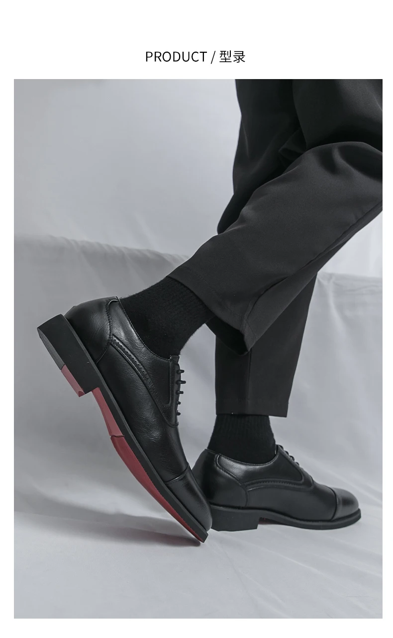 Oxfords Men Shoes Red Sole Fashion Business Casual Party Banquet Daily Retro Carved Lace-up Brogue Dress Shoes