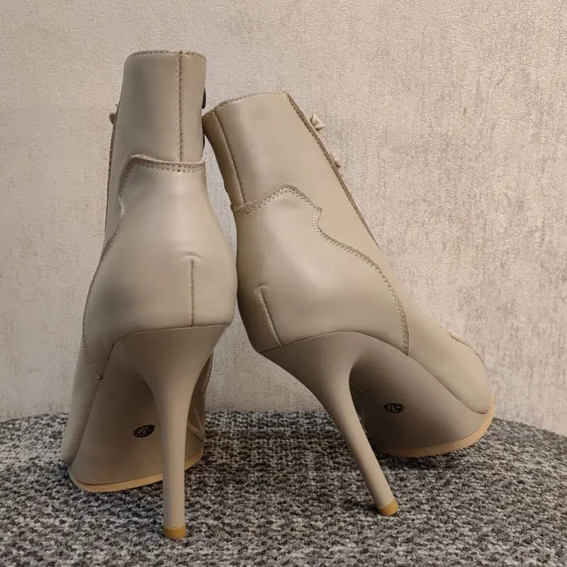 Genuine leather Customizable boots European Style Sexy Thin High Heel Jazz Dance Sandal for Women Open Toe Ladies Dancing Shoes
