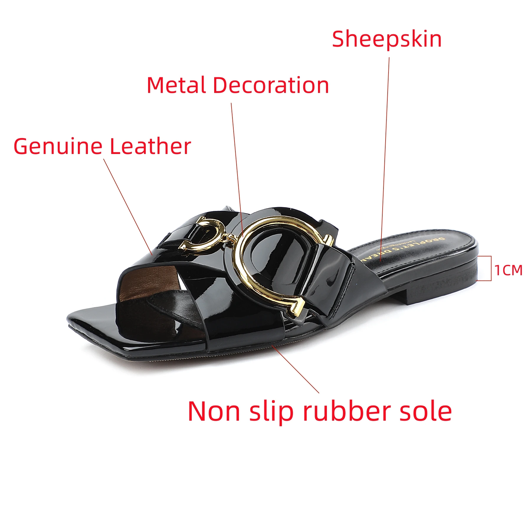 Women's Genuine Leather Slippers Summer Luxury Designer Outdoor Fashion Women's Shoes Low Heel Party Shoes Beach Shoes Large 44