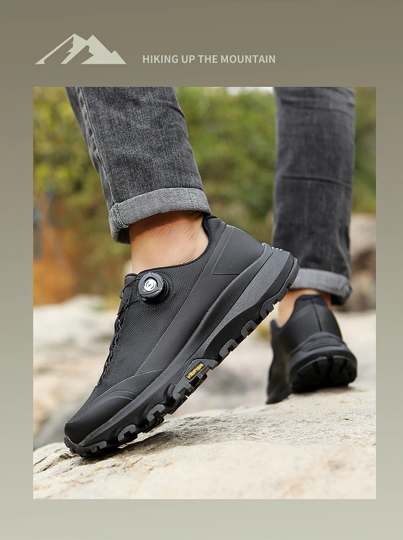 Men Hiking Sneakers Brand High Quality Trekking Climbing Shoes Male Rotating Button Luxury Designer Outdoor Sneakers