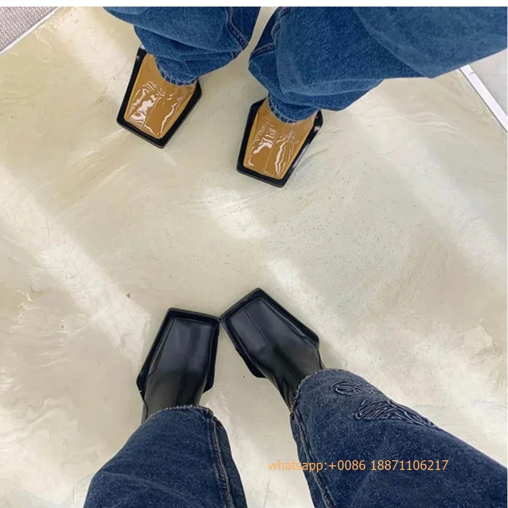 2025 Sexy Autumn New Women's Ins Style Boots Square Street Thick High Heel Boots Fashion Zipper Sports Casual Party Short Boots