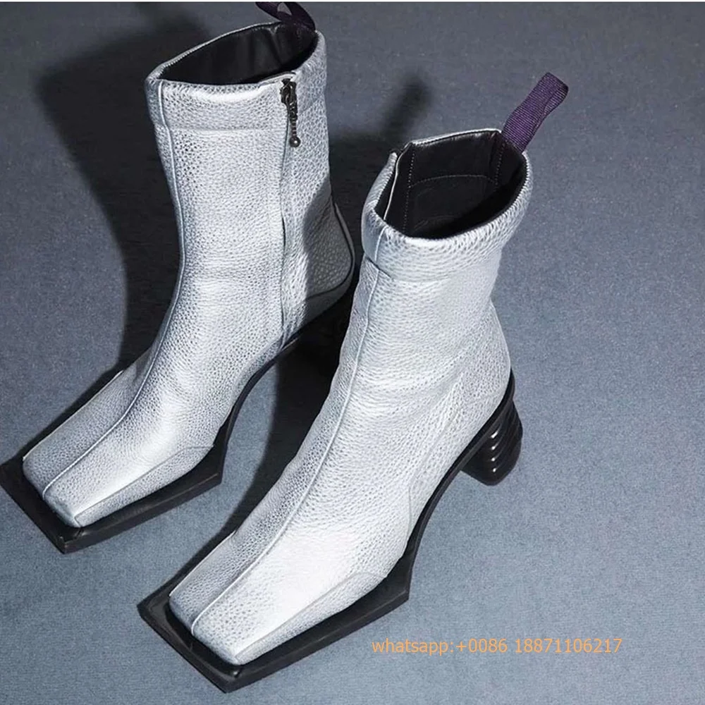 2025 Sexy Autumn New Women's Ins Style Boots Square Street Thick High Heel Boots Fashion Zipper Sports Casual Party Short Boots