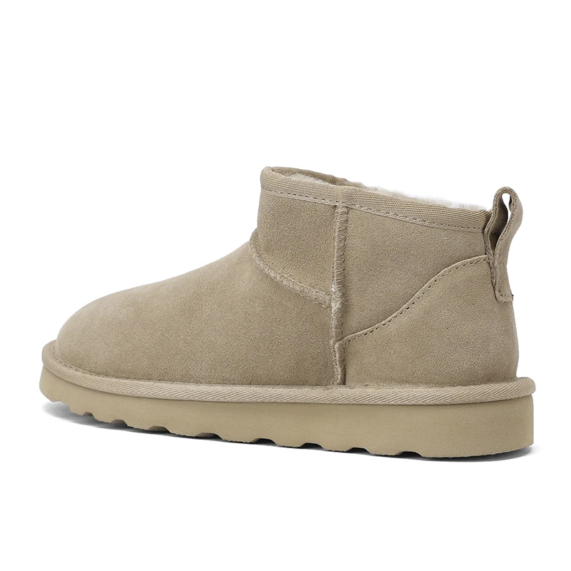 SmallHut Trend 2026 Winter Natural Cow Suede Punk Women Snow Boots Slip-On Ladies Antelope-Brown Black Platform Round Toe Boots