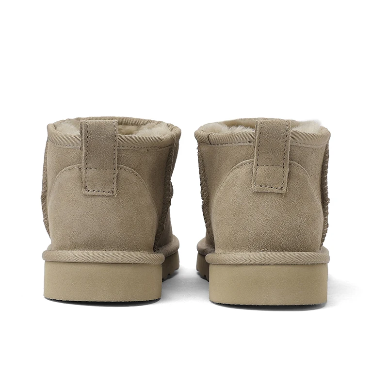 SmallHut Trend 2026 Winter Natural Cow Suede Punk Women Snow Boots Slip-On Ladies Antelope-Brown Black Platform Round Toe Boots