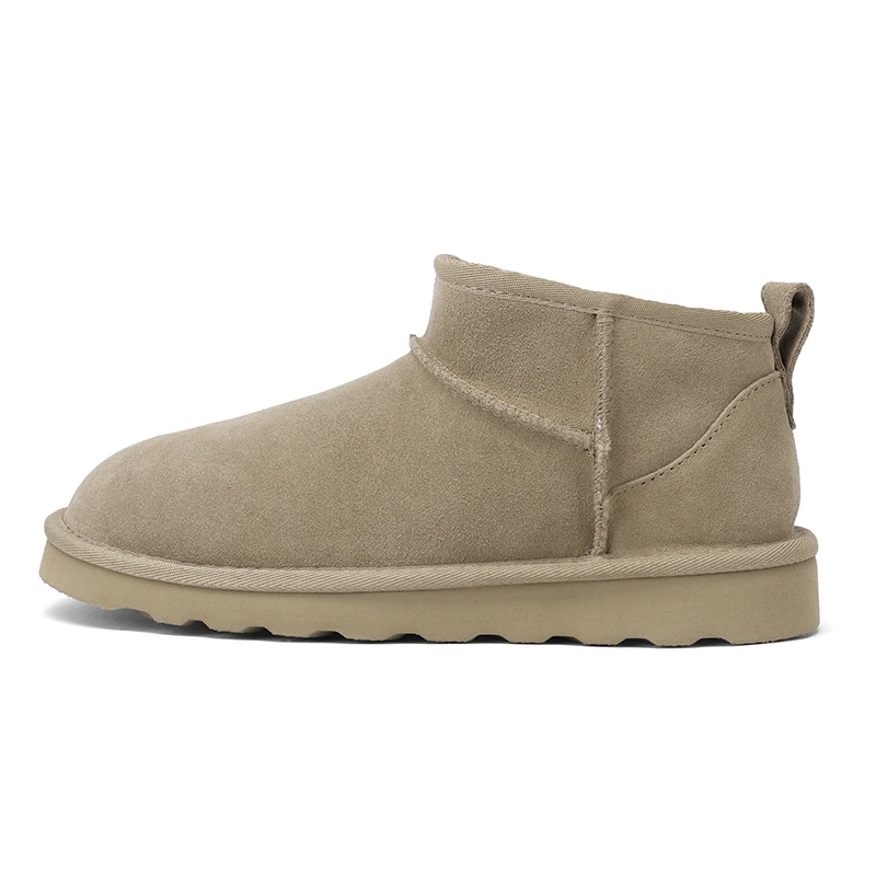 SmallHut Trend 2026 Winter Natural Cow Suede Punk Women Snow Boots Slip-On Ladies Antelope-Brown Black Platform Round Toe Boots