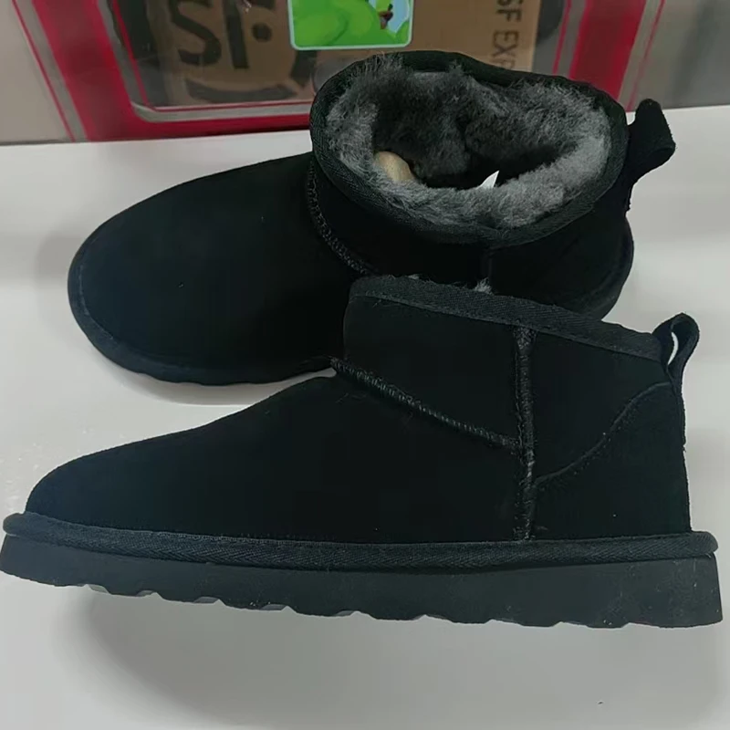 SmallHut Trend 2026 Winter Natural Cow Suede Punk Women Snow Boots Slip-On Ladies Antelope-Brown Black Platform Round Toe Boots