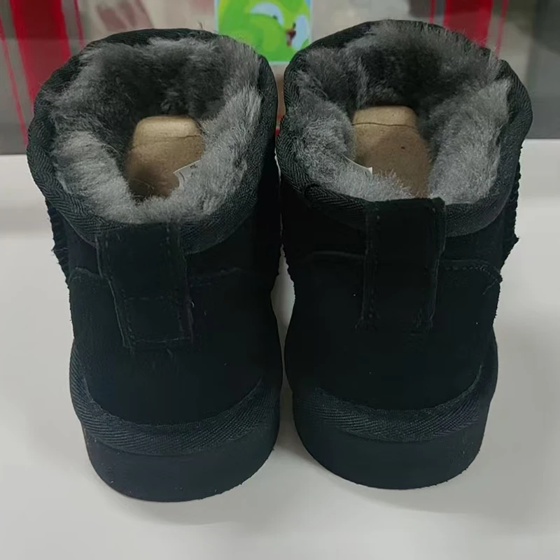 SmallHut Trend 2026 Winter Natural Cow Suede Punk Women Snow Boots Slip-On Ladies Antelope-Brown Black Platform Round Toe Boots